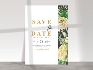 Wall Mural - Beautiful wedding invitation card template with floral hand drawn