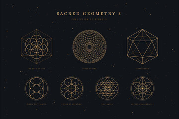 sacred / divine geometry 2, set / collection of spiritual meditation symbols, seed of life, piscis e