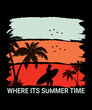 retro vintage, summer sunset t shirt design vector