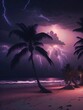 Heavy lightning Palm trees sunset | Call for Content | Generated by AI Generative | Part - 5