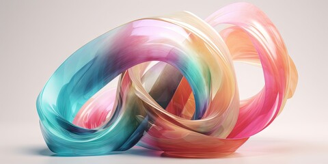 Wall Mural - Vibrant Aura  Curvy Ribbons of Translucent Colors   Modern Wallpaper, Generative AI