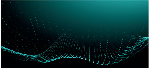 Poster - Abstract digital landscape with particles dots. Wireframe landscape background. Big Data. 3d futuristic vector illustration. Retro Sci-Fi Background.
