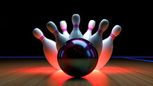 Bowling Ball Hits All The Skittles, Neon Light
