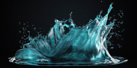 Wall Mural - Aqua Ripples  Fluid Artistic Design of Water Splash Illustration, Generative AI