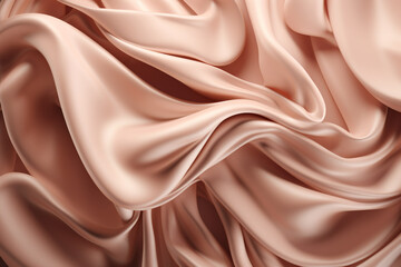 Pastel pinkish shampagne golden satin swirl. Abstract backdrop for product display or text. Generative AI. High quality photo Generative AI