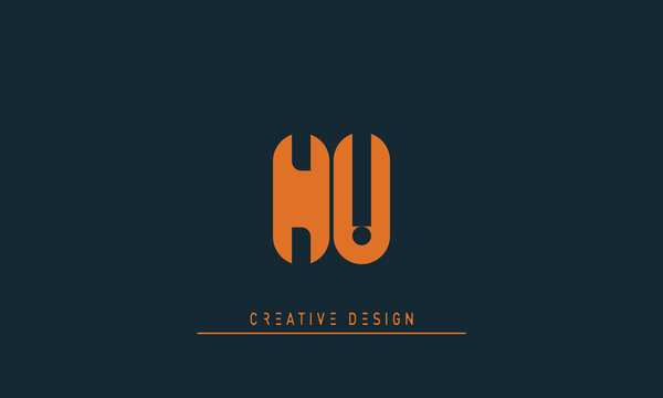 Alphabet letters Modern Creative logo NU , UN 
