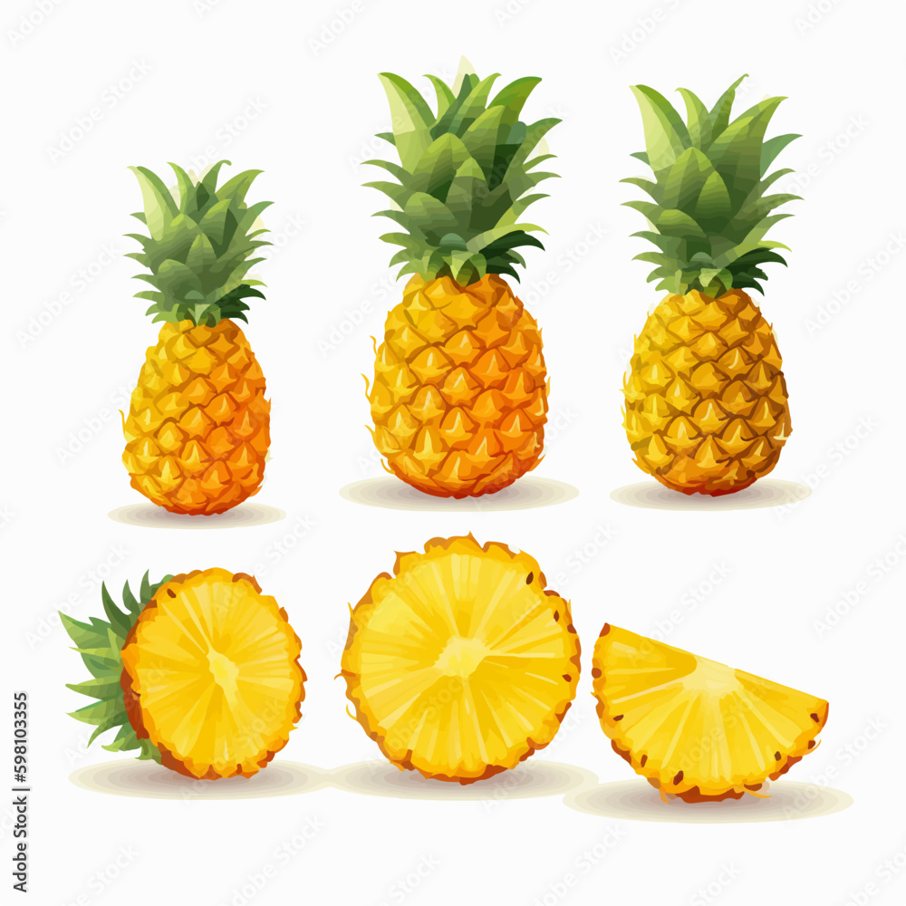 Colorful And Vibrant Pineapple Vector Illustrations Created In Adobe