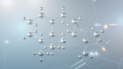 Sticker - valencene molecular structure, 3d model molecule, sesquiterpene, structural chemical formula view from a microscope