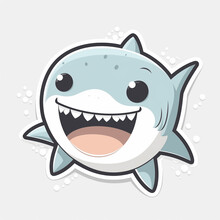 A Cute Happy Shark Cartoon Clip Art