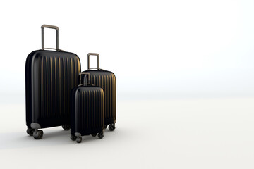 Black suitcases packing a business travel concept