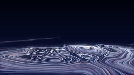 Poster - flow of particles. big data visualization. digital technology wave. futuristic cyberspace. abstract 