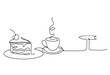 Abstract piece of cake and direction as continuous lines drawing on white background. Vector