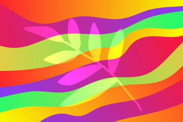 Poster - Abstract vector color background with waves and twig.