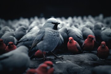 Poster - The only king in a group of birds. Generative AI