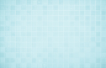 Wall Mural - Blue light ceramic wall checkered and floor tiles mosaic background in bathroom and kitchen.