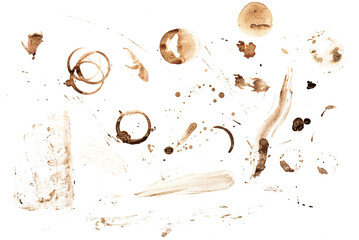 Leinwandbilder - coffee stains in multiple shapes on transparent background