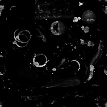 seamless texture of coffee stains on black background for surface imperfections in computer graphics materials