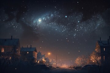 Wall Mural - starry night sky without moon and city light - generative ai
