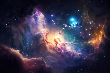 Wall Mural - colorful starry night sky outer space background - generative ai
