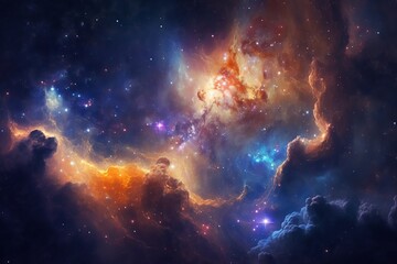 Wall Mural - colorful starry night sky outer space background - generative ai