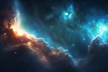Wall Mural - colorful starry night sky outer space background - generative ai