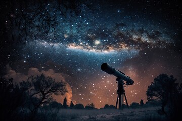 Wall Mural - modern telescope captures impressive cosmic sky - generative ai