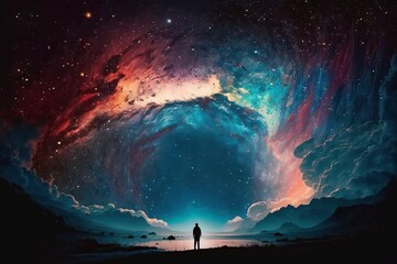 universe in the night sky - generative ai