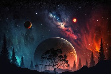 Wall Mural - awe-inspiring universe in the night sky - generative ai