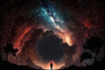 Wall Mural - universe in the night sky - generative ai