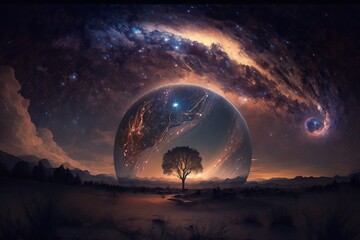Wall Mural - the majestic universe in the night sky - generative ai