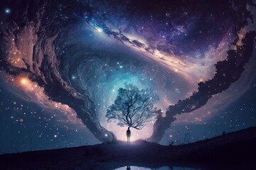 Wall Mural - discovering the wonders of the universe at night - generative ai