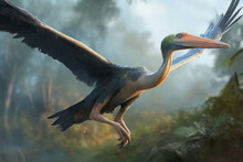 The Last Quetzalcoatlus Takes To The Air In A Flurry Of Feathers And Reinforced Membranes.. AI Generation. Generative AI