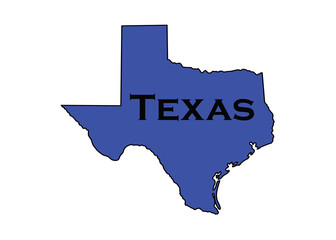 Wall Mural - Politically liberal blue state of Texas with a map outline.