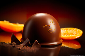 Jeju mandarin orange chocolate: Chocolate filled with mandarin orange-flavored ganache, AI generative sweets.