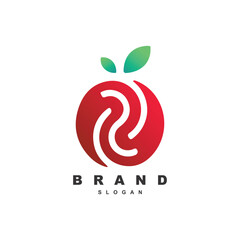 Wall Mural - Abstract fresh red fruit logo vector for your brand or business