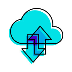 Wall Mural - cloud data internet connection blue icon thin line outline