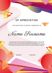 Wall Mural - Creative colorful certificate template design with lines