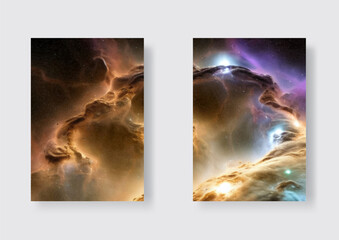 Wall Mural - Space background set with realistic nebula and shining stars.