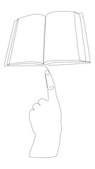 Poster - One continuous line of hand with multiple Books. Thin Line Illustration vector concept. Contour Drawing Creative ideas.