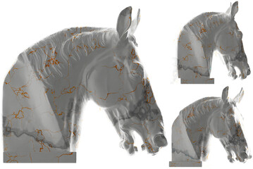 Wall Mural - Head of a Horse Gold and Marble 3D Render, perfect for luxury branding and social media.