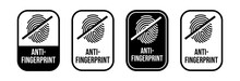 Anti Fingerprint Vector. Not Allow Fingerprint Sign. Resistance Fingerprint Logo, No Fingerprint, Don't Touch Screen Protector.