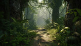 Fototapeta Natura - path in the jungle.Generative Ai