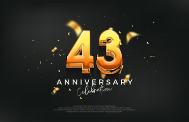 3d 43th anniversary celebration design. with a strong and bold design. Premium vector background for greeting and celebration.