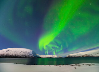 aurora borealis over the sea