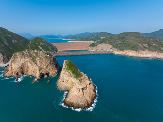 Sticker - Top view of Hong Kong Sai kung high island reservoir