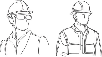 Line Art Sketch of a Mechanical Engineer 