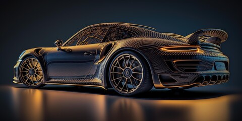 Poster - structure design hologram of a sports car. superlative generative ai image. generative ai