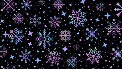 Wall Mural - Winter background with animated snowflakes. Pattern with snowflakes. Winter snow background. Seamless and looped animation. Transparent background with alpha channel