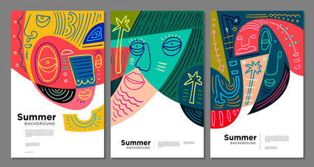 Wall Mural - Colorful abstract ethnic pattern illustration for summer holiday banner and poster