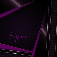Wall Mural - Geometric black composition with violet slanting curtains